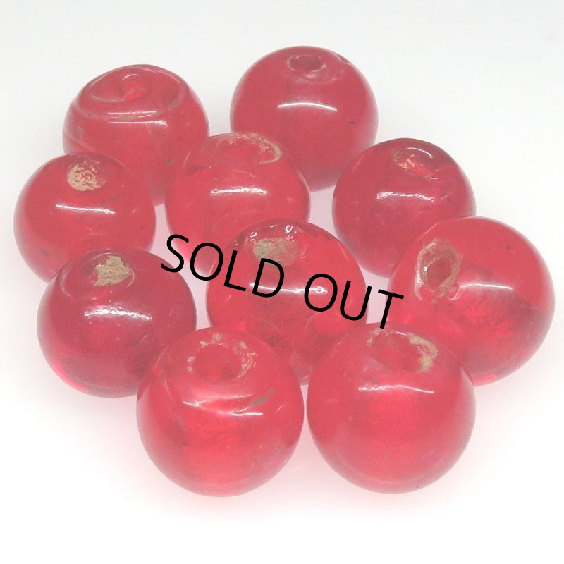 画像1: ナガ族赤クリア玉　10個セット（複数在庫あり） (1)