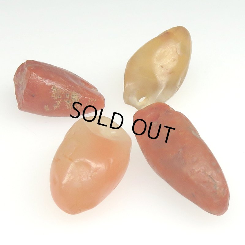 画像2: 西アフリカ発掘カーネリアン　ペンダントトップ型4個セット (2)