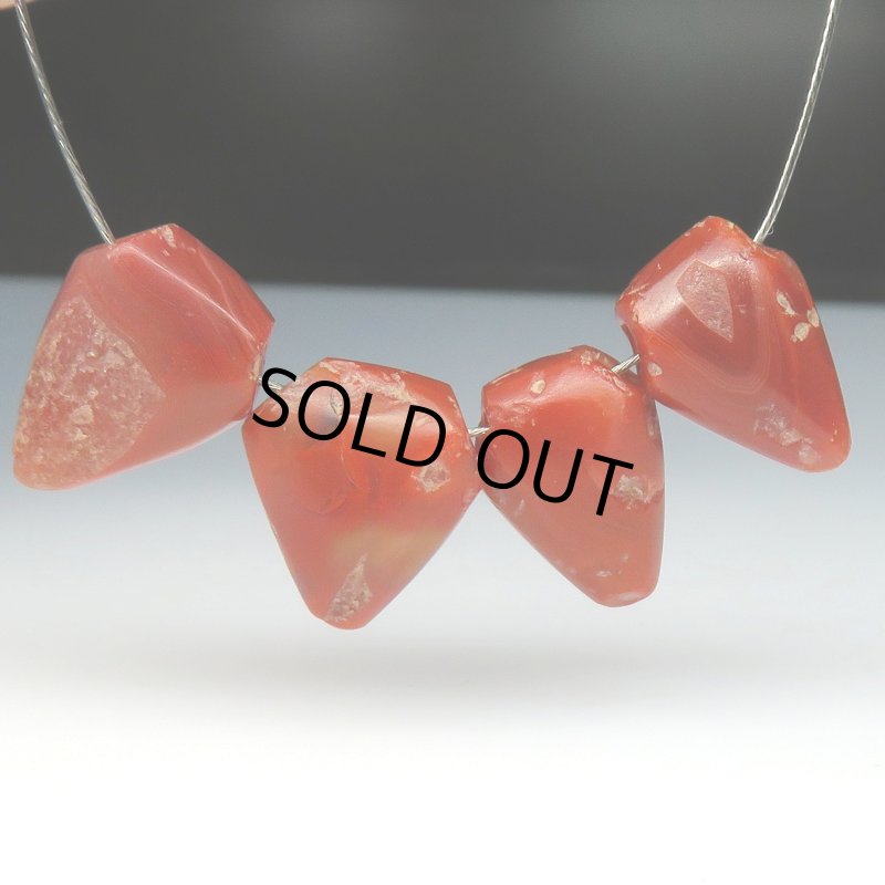 画像2: 西アフリカ発掘カーネリアン　ペンダントトップ型4個セット (2)