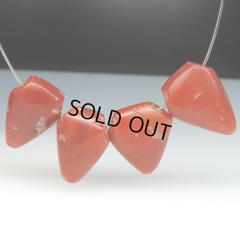 画像1: 西アフリカ発掘カーネリアン　ペンダントトップ型4個セット (1)