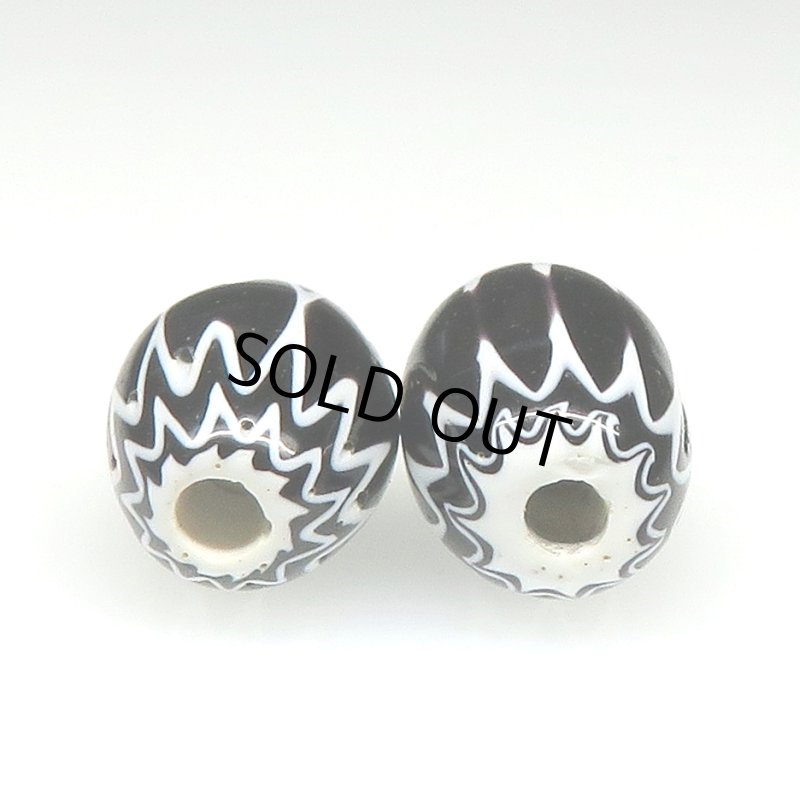 画像4: ブラックシェブロン小粒　2個セット (4)