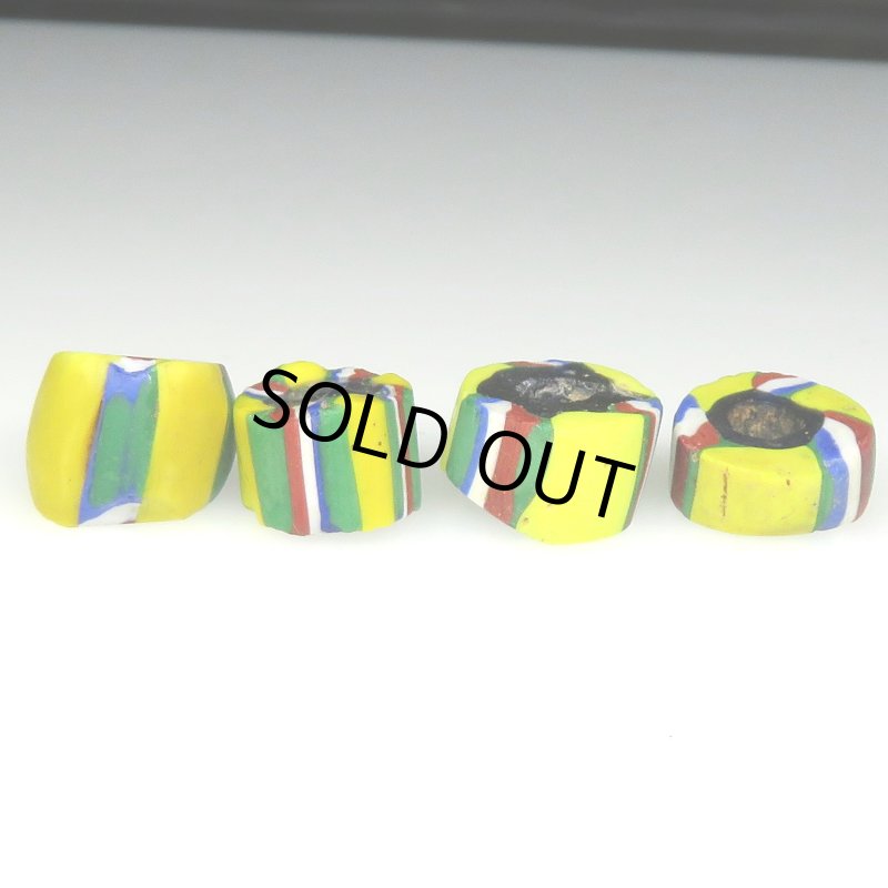 画像3: ヴェネチア筋玉　黄色系ミルフィオリ　4個セット (3)