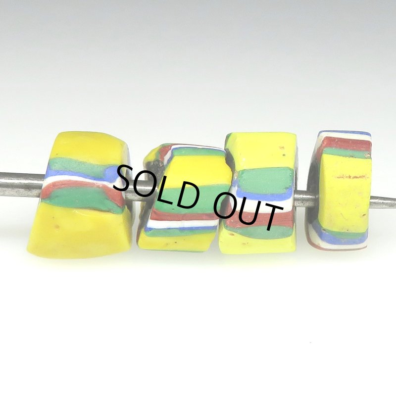 画像4: ヴェネチア筋玉　黄色系ミルフィオリ　4個セット (4)