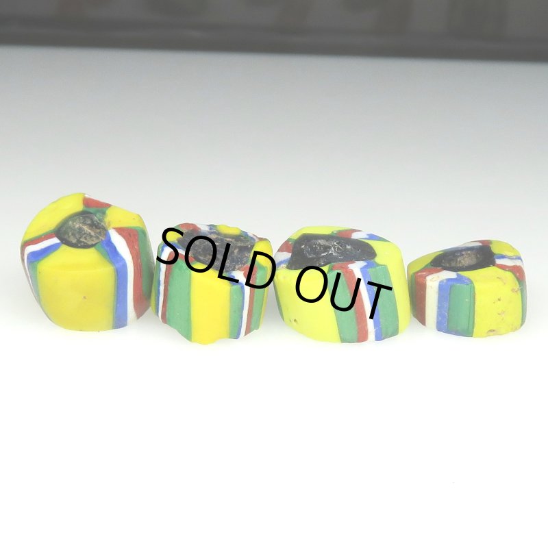 画像2: ヴェネチア筋玉　黄色系ミルフィオリ　4個セット (2)