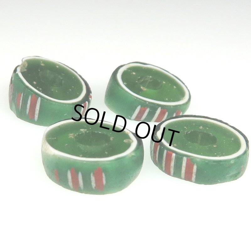 画像1: ヴェネチア筋玉　緑色系4個セット (1)