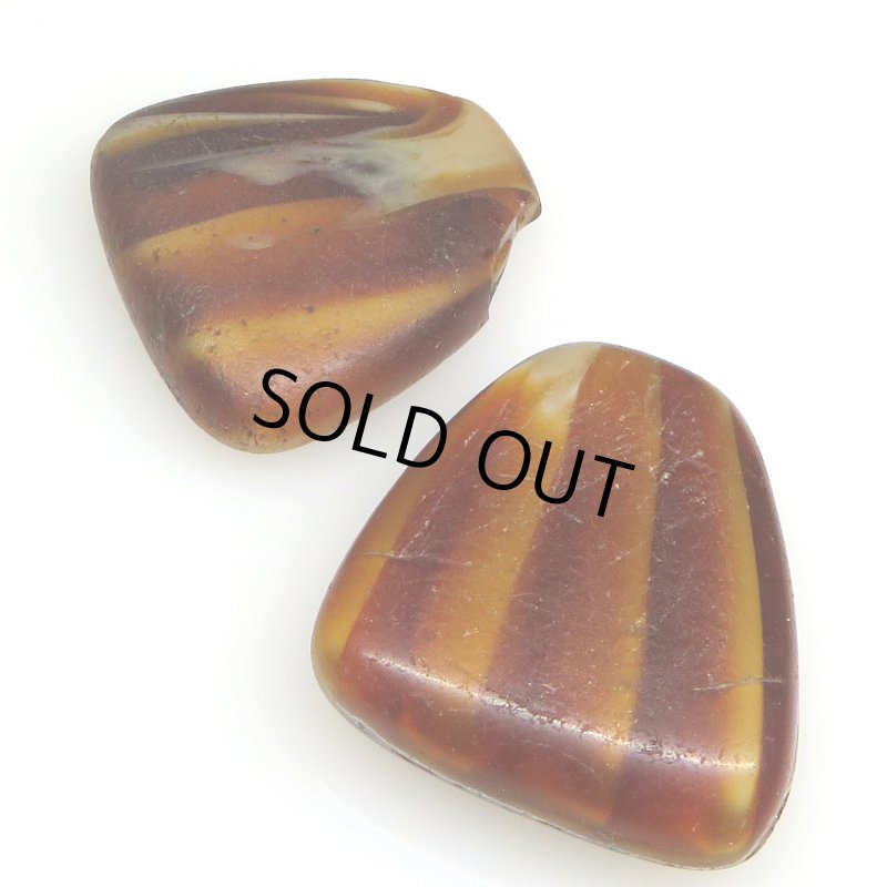 画像1: ウェディングビーズ　扇形　茶系2個セット (1)