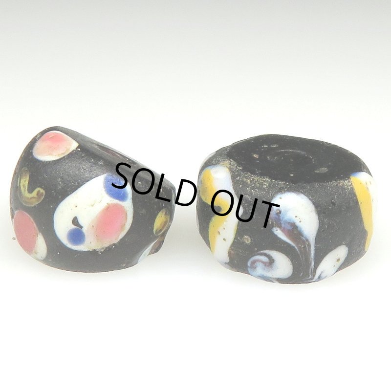 画像1: 黒のファンシーアイ+リーフモチーフ　2個セット (1)