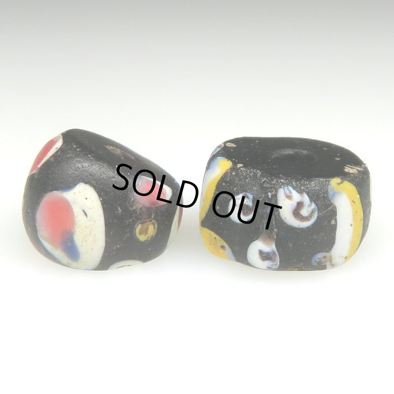 画像2: 黒のファンシーアイ+リーフモチーフ　2個セット (2)