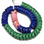 画像1: 大スネークビーズ　グリーン＋ネイビー+ピンク短連 (1)