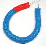 画像1: 大スネークビーズ　朱色+ブルー短連 (1)