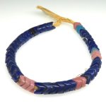 画像1: スネークビーズ 紺+ピンク短連 (1)