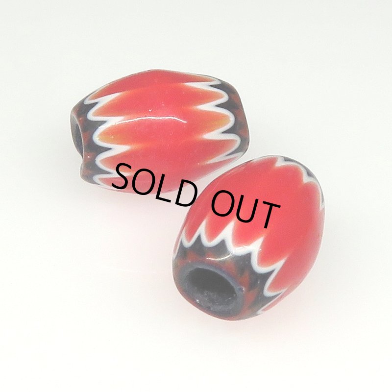 画像1: レッドシェブロン小粒　2個セット (1)