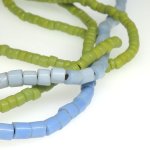 画像3: 草色小粒+ブルーグレーチューブ型シードビーズ連 (3)
