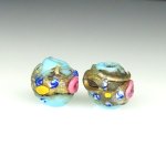 画像1: 銀箔トレイルデコレーション　薔薇と忘れな草　小粒2個セット (1)