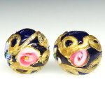 画像1: 金箔トレイルデコレーション　薔薇と忘れな草　2個セット (1)