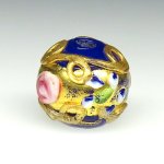 画像1: 金箔トレイルデコレーション　薔薇と忘れな草 (1)