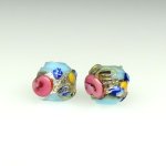 画像1: 銀箔トレイルデコレーション　薔薇と忘れな草　小粒2個セット (1)