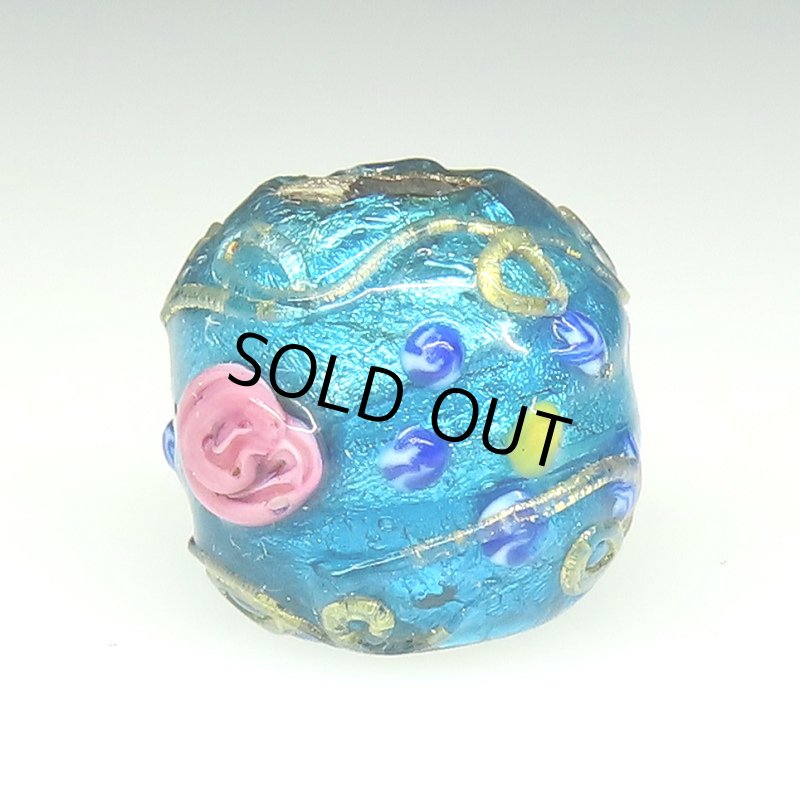 画像1: シルバーフォイルビーズ薔薇と忘れな草 (1)