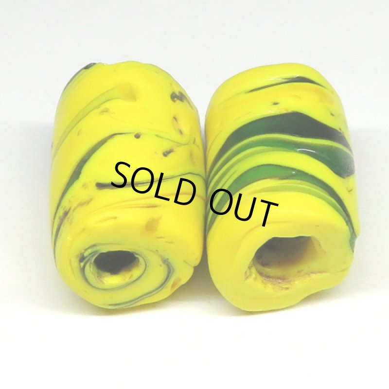 黄+緑のマーブル　2個セット