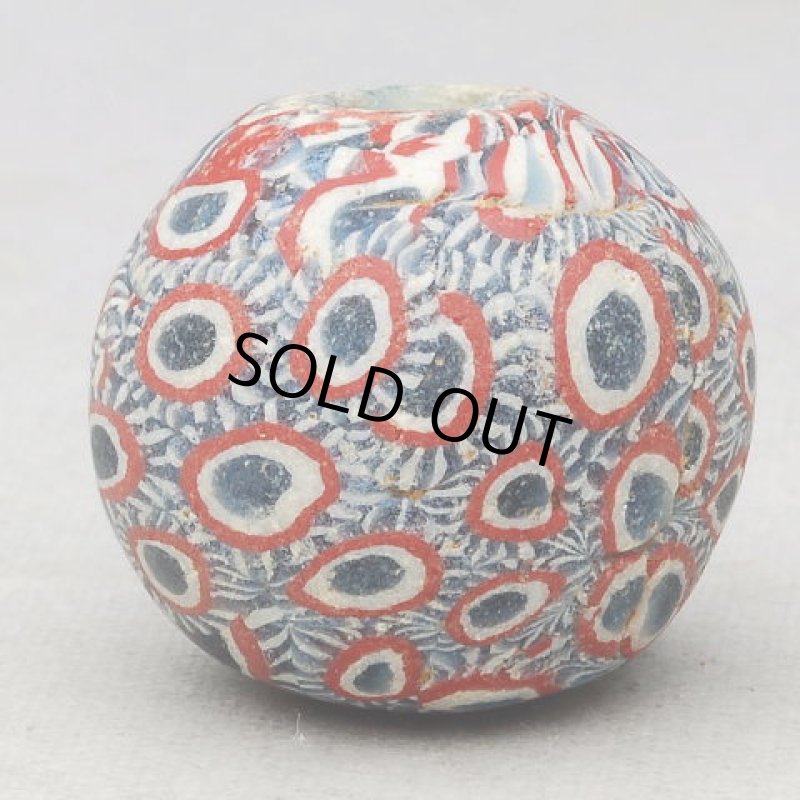 古代ジャワ玉・赤眼モザイク貼付け玉