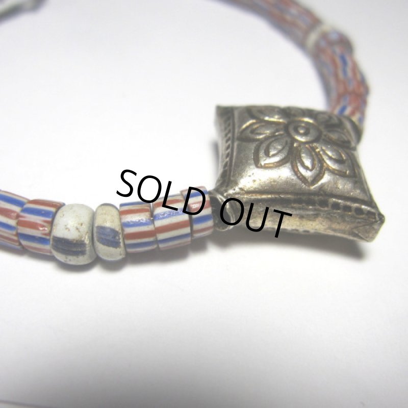 ヴェネチア製シェブロンとシルバーのブレスレット