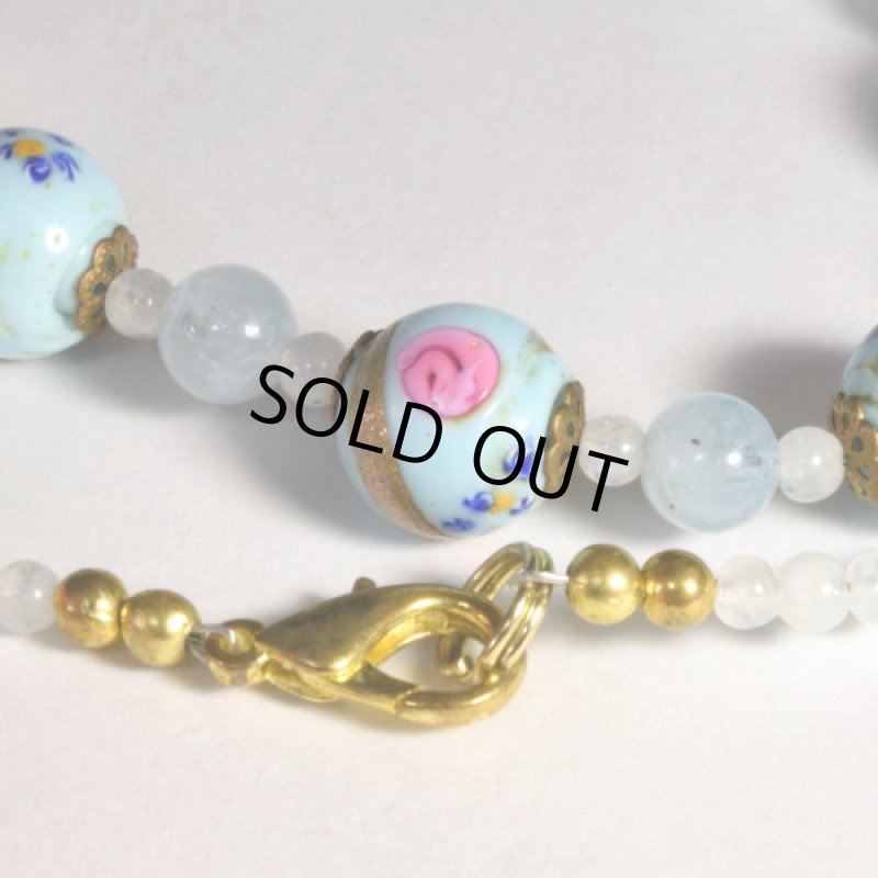 薔薇と忘れな草のファンシーネックレス