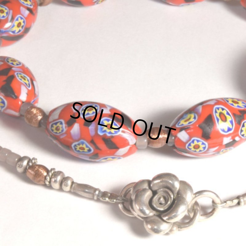 赤いミルフィオリのネックレス