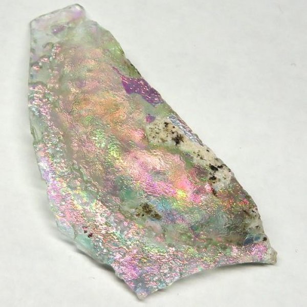 ★Q2802★古代ローマ　銀化　ガラスビーズ　1.6cm大粒　緑～紫彩色 1909】古代ローマングラス半透明エメラルドブルー虹色銀化碗
