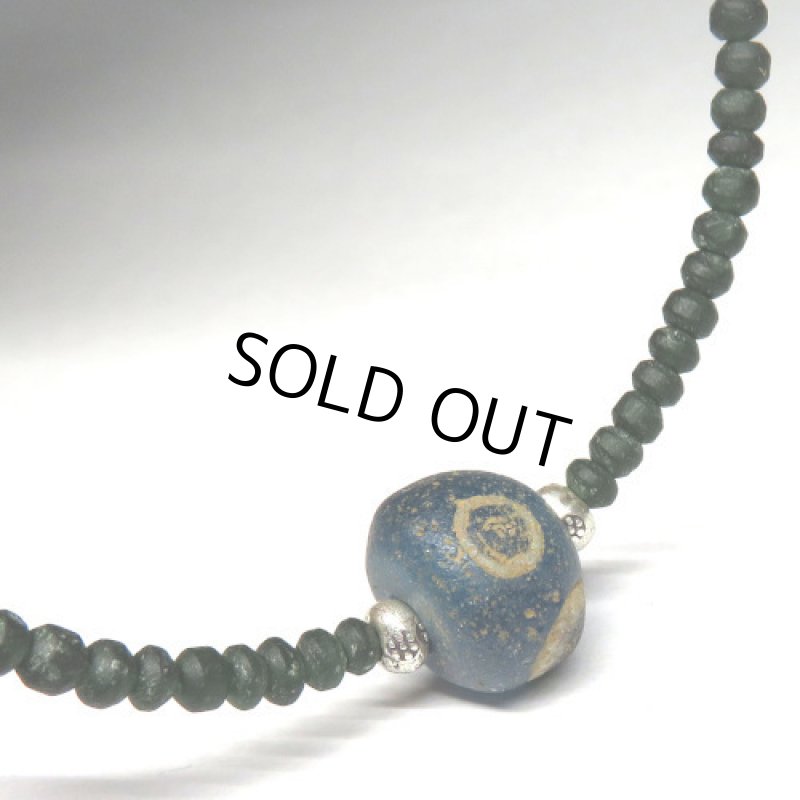 Serpentine 蛇紋石 グリーンそろばん小玉連