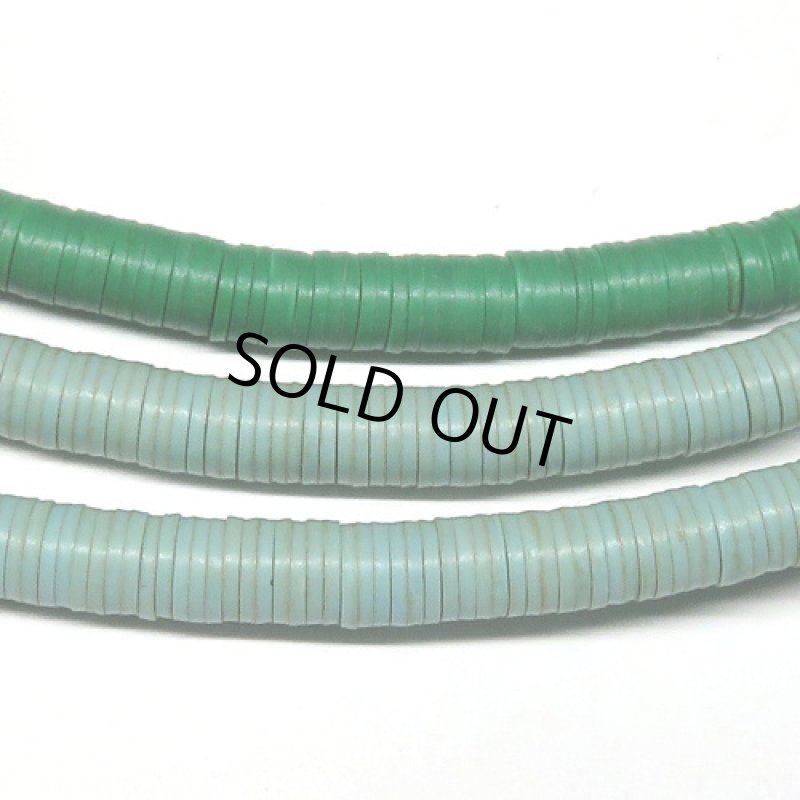 レコード盤ビーズ小 空色ロング