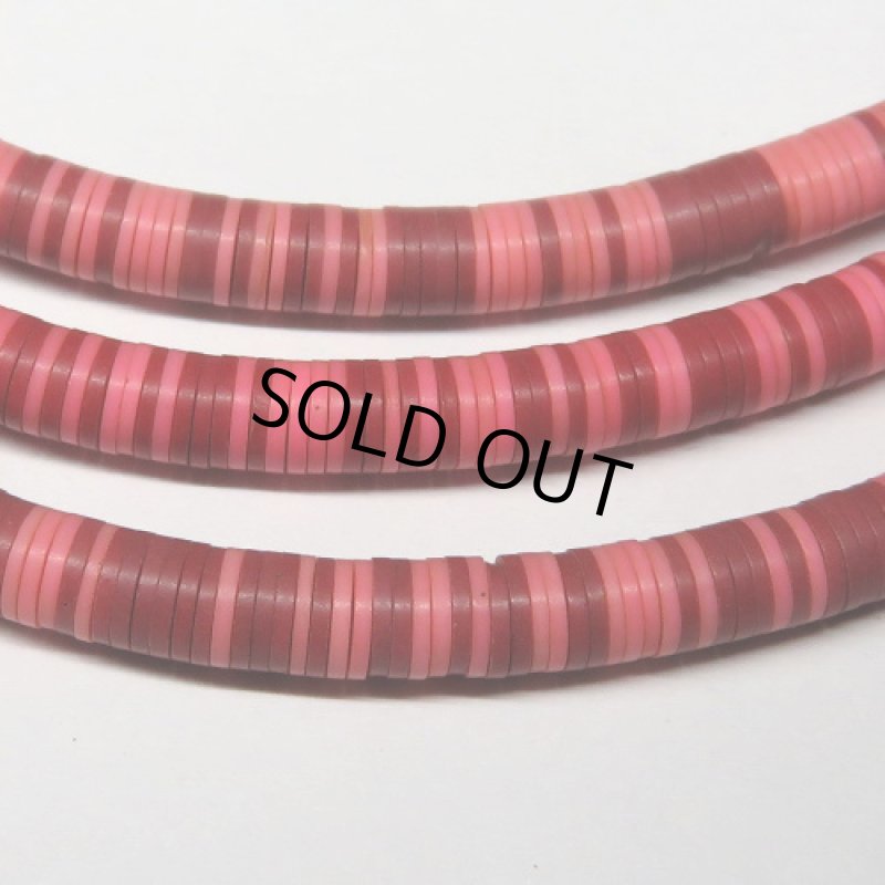 レコード盤ビーズ小　ピンク+ブラウン