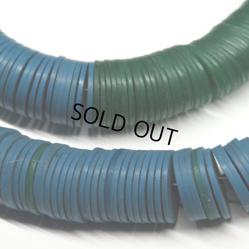 レコード盤ビーズ中 青系 短連