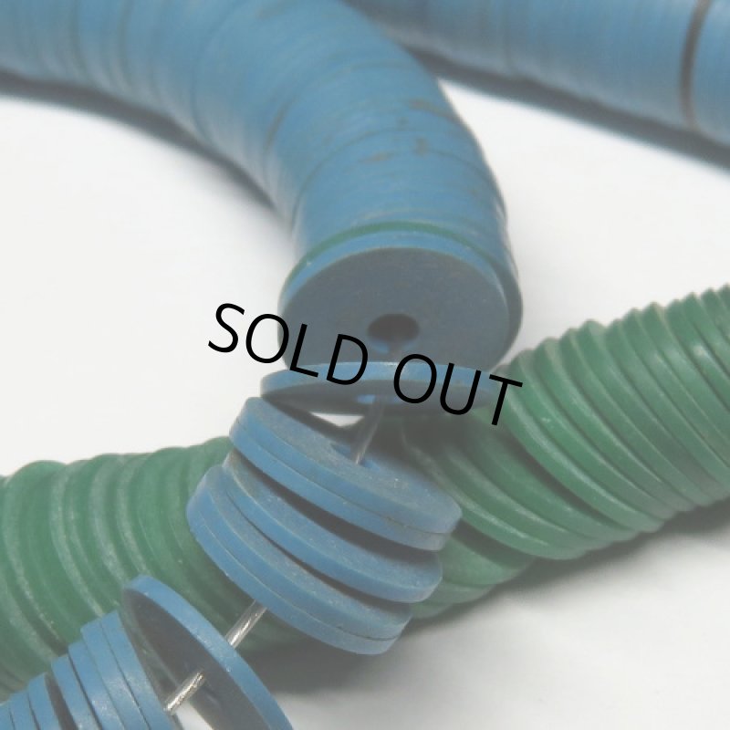 レコード盤ビーズ中 青系 短連