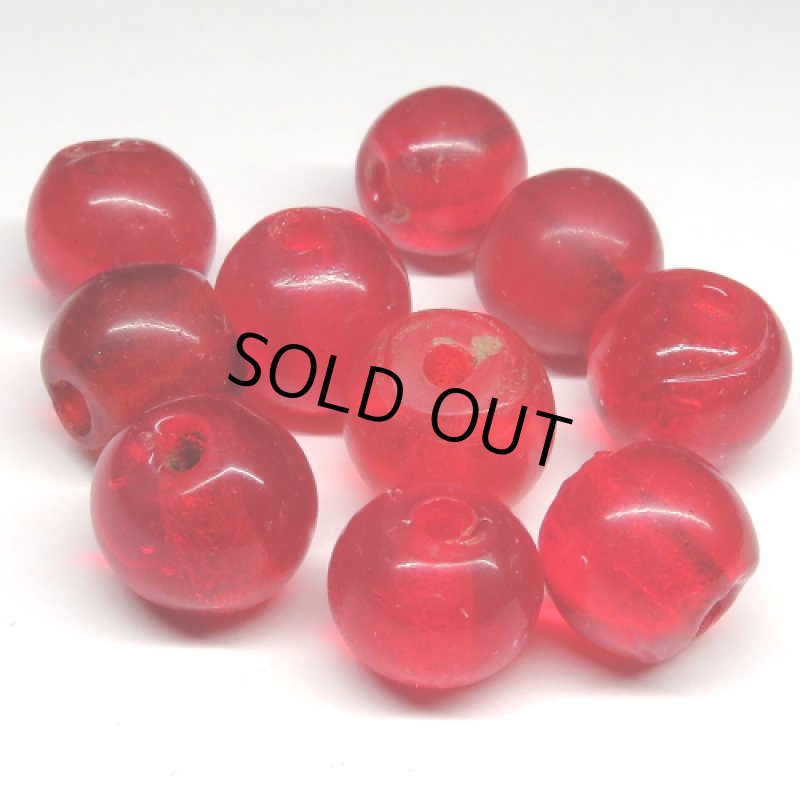 ナガ族赤クリア玉　10個セット（複数在庫あり）