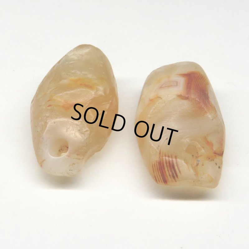 西アフリカ発掘瑪瑙 ペンダントトップ型2個セット