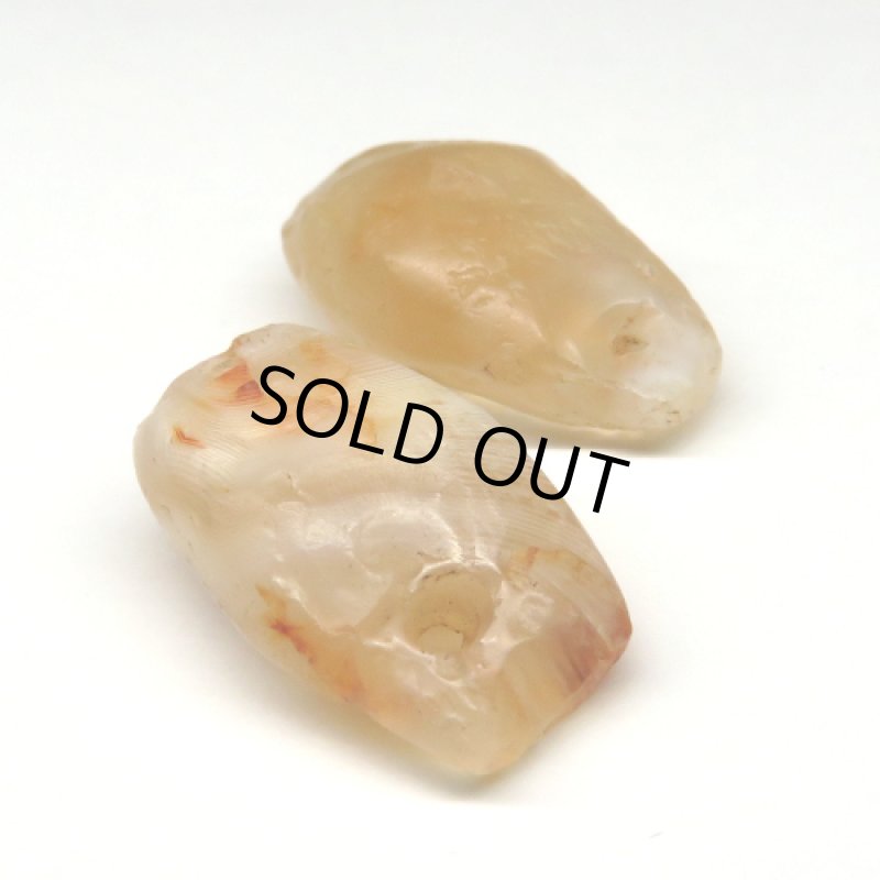 西アフリカ発掘瑪瑙 ペンダントトップ型2個セット