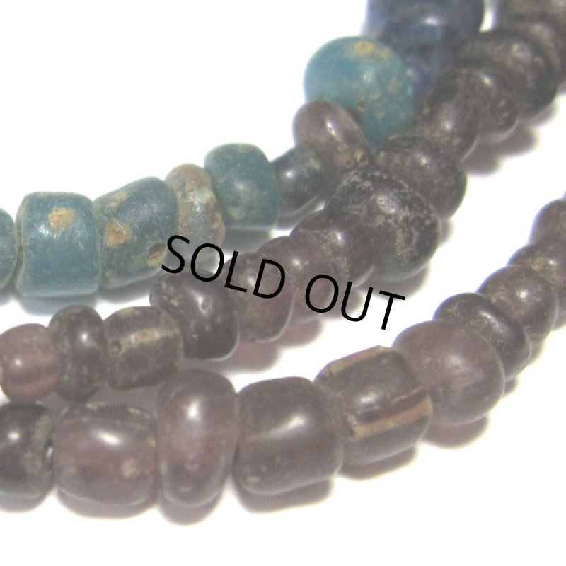 赤紫+ブルー系インドパシフィックビーズMix連